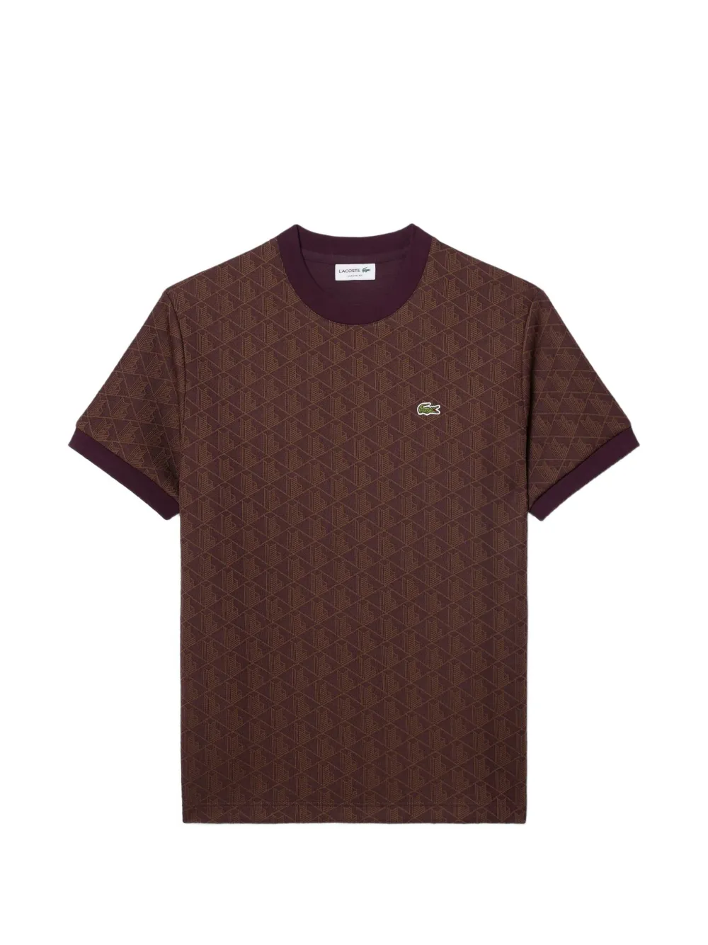 Lacoste monogram-jacquard T-shirt - Marrone
