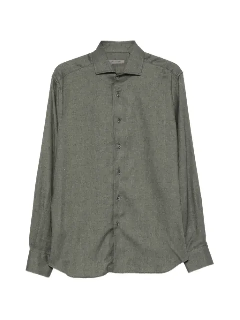 Corneliani camisa con motivo de espiga de manga larga