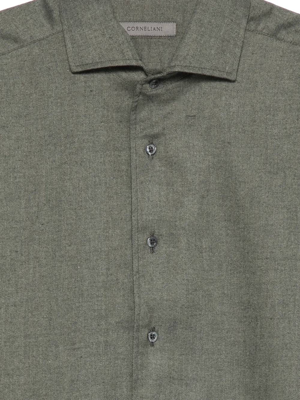 Corneliani herringbone-weave long-sleeve shirt Groen