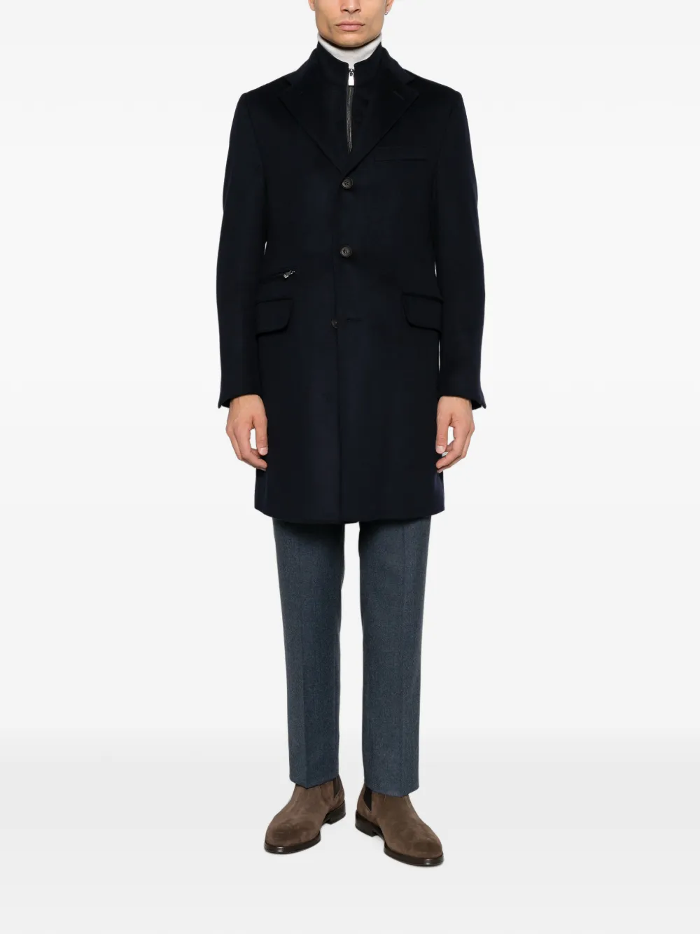 Corneliani Gelaagde jas met gekerfde revers Blauw