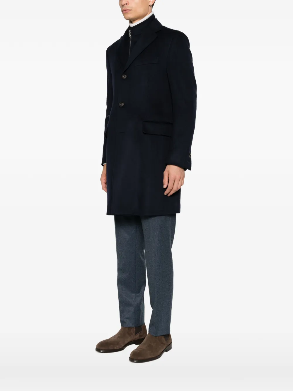 Corneliani Gelaagde jas met gekerfde revers Blauw