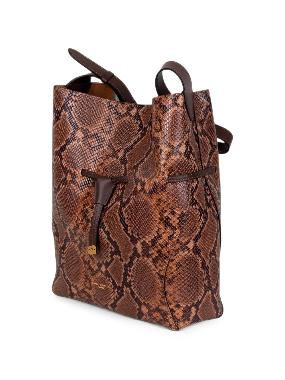 GIANNI CHIARINI Grote Sienna schoudertas met trekkoord en dieren-print Bruin