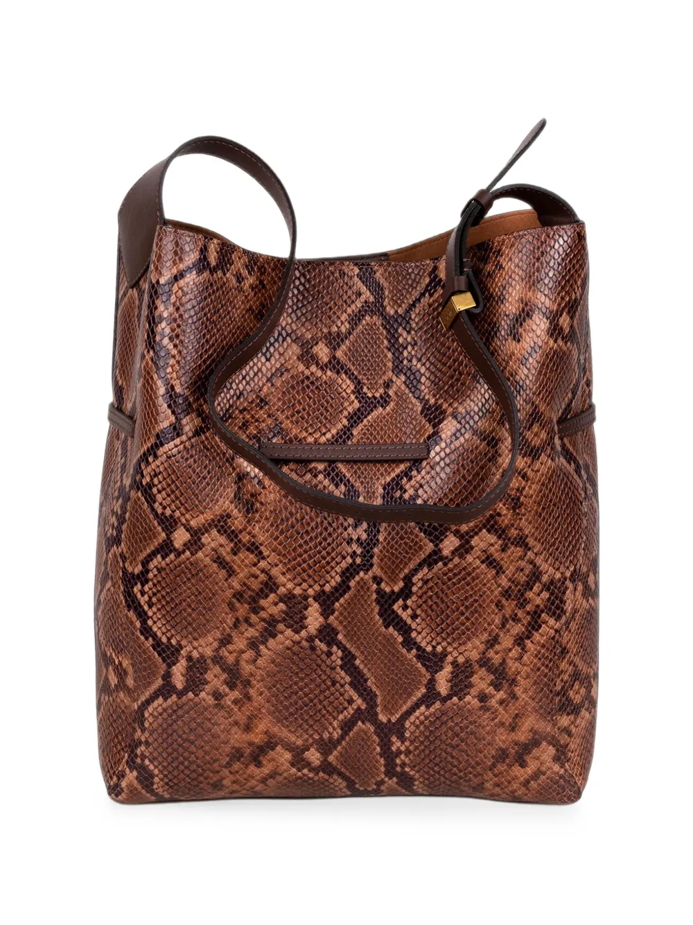 GIANNI CHIARINI Grote Sienna schoudertas met trekkoord en dieren-print Bruin