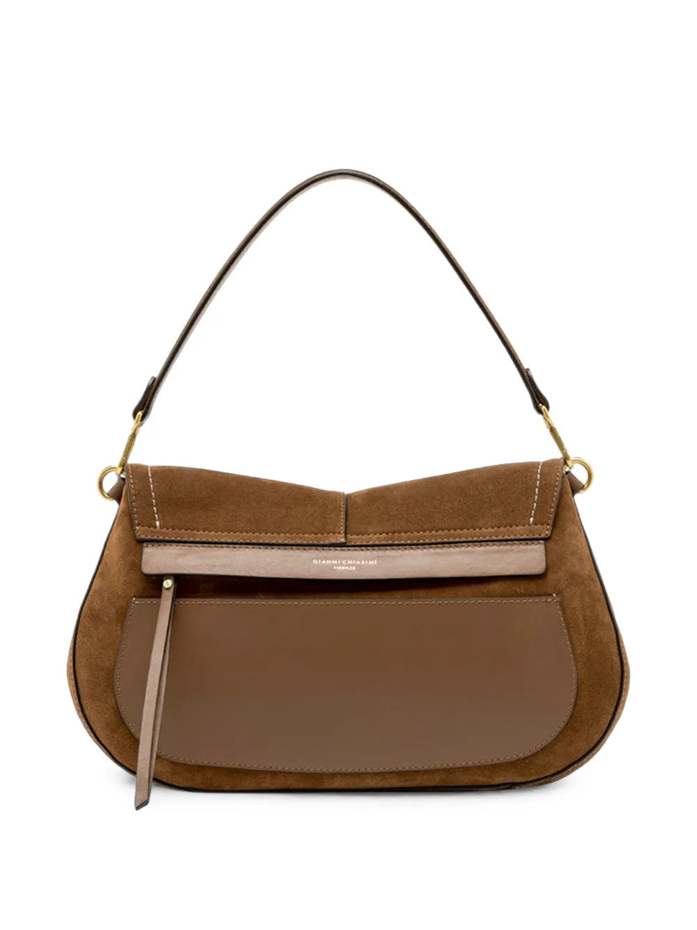 GIANNI CHIARINI Grote Helena ronde suède shopper met gespdetail Bruin