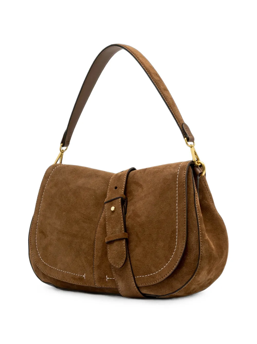 GIANNI CHIARINI Grote Helena ronde suède shopper met gespdetail Bruin