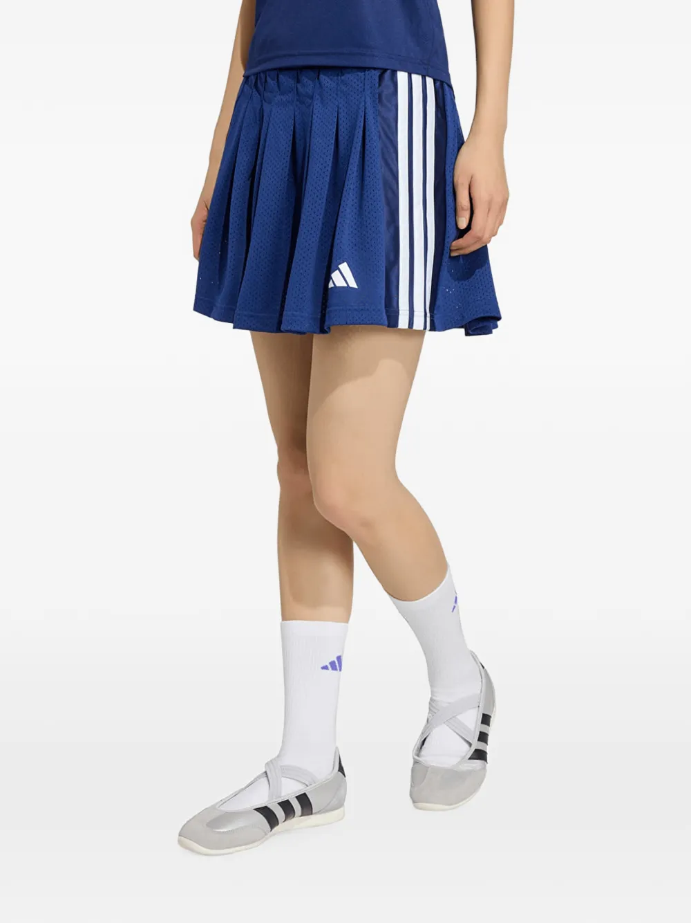 adidas pleated mesh-knit mini skirt Blauw