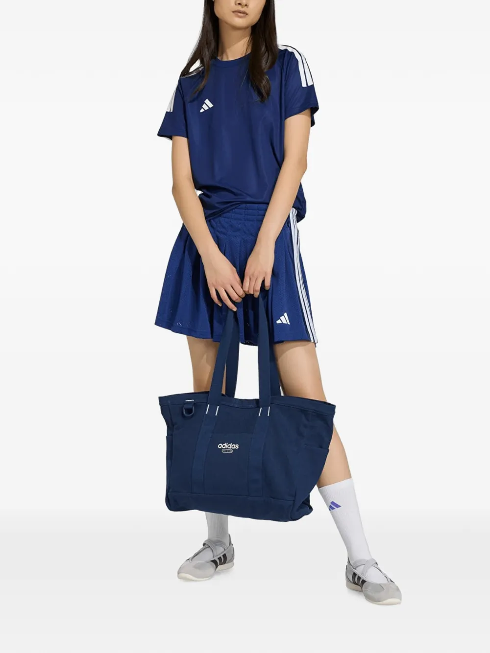 adidas pleated mesh-knit mini skirt Blauw