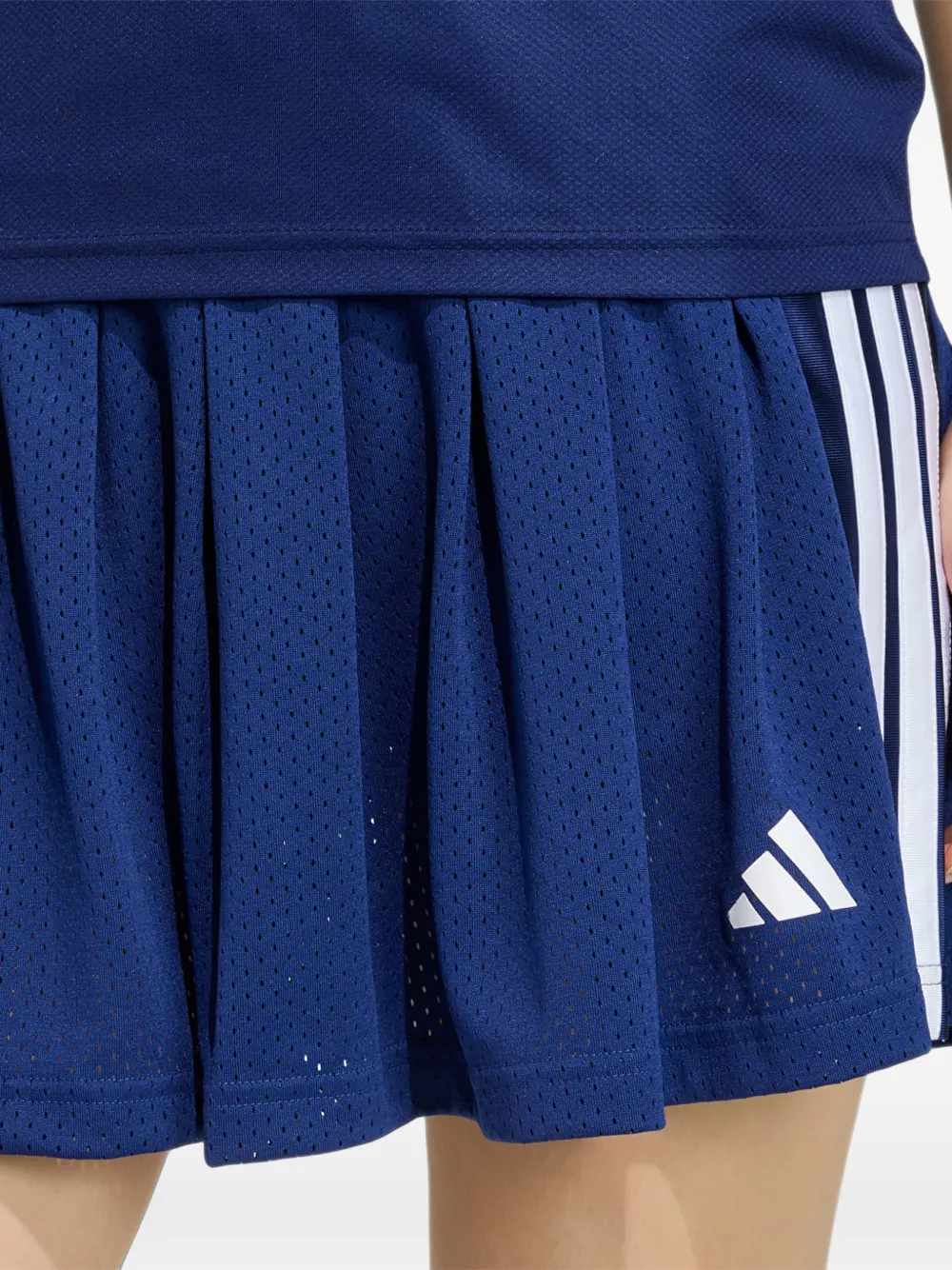 adidas pleated mesh-knit mini skirt Blauw