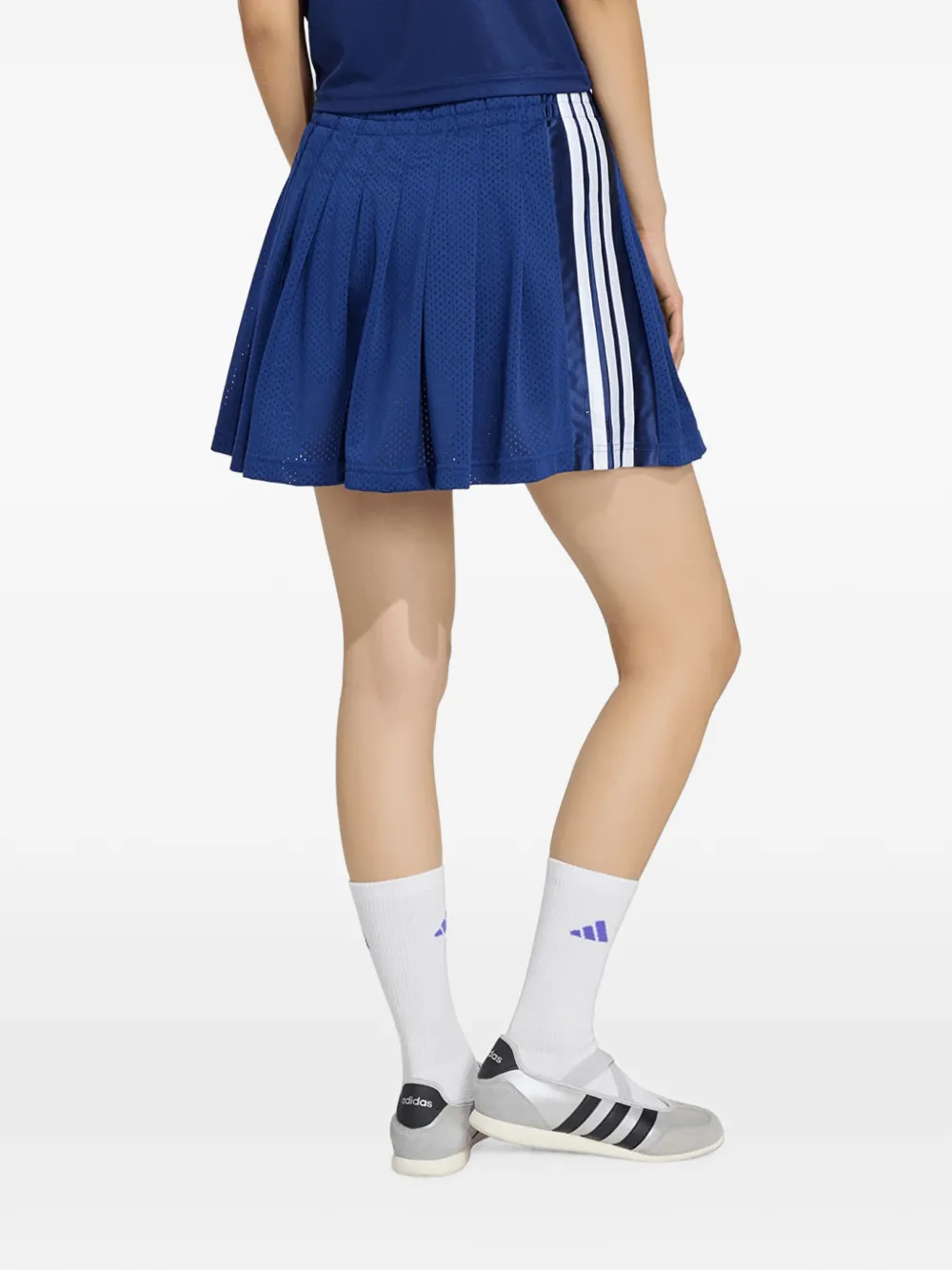 adidas pleated mesh-knit mini skirt Blauw