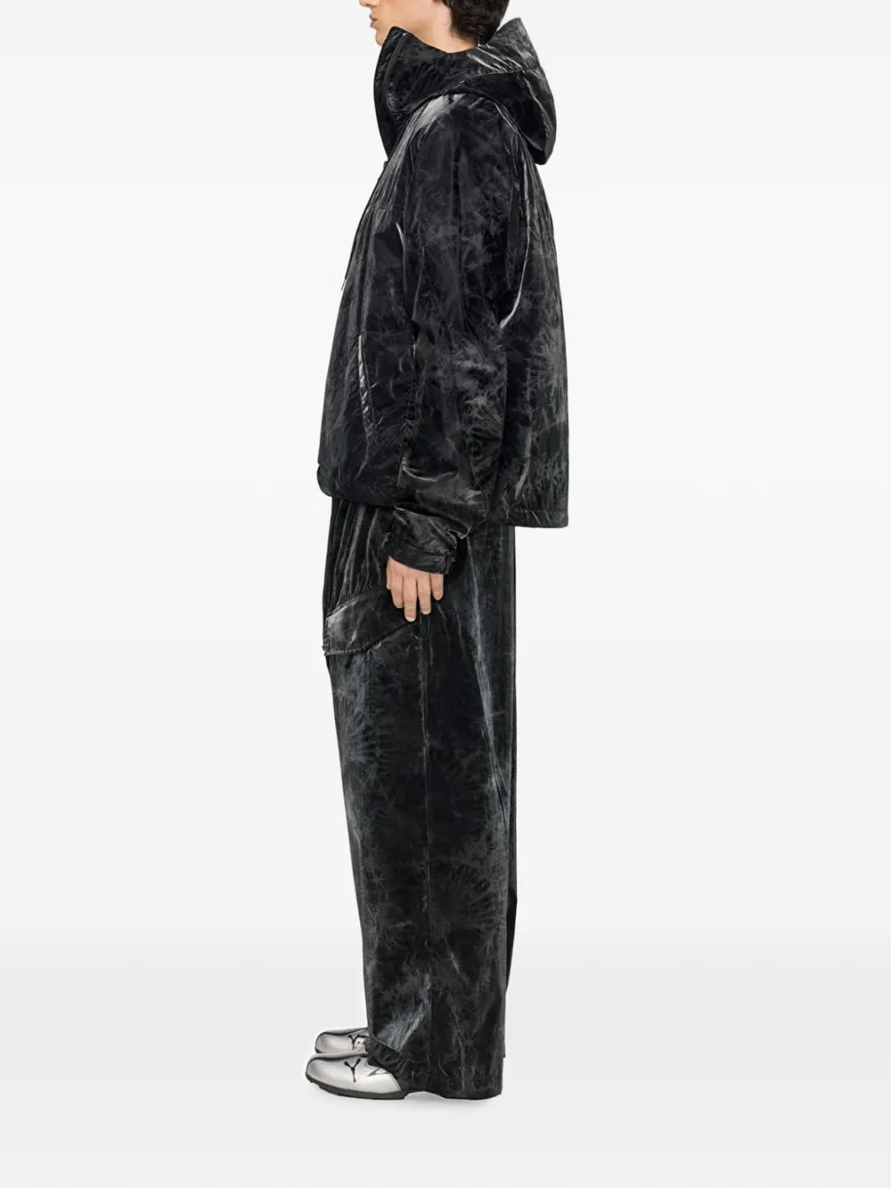 Y-3 Windjack met marmerprint Zwart
