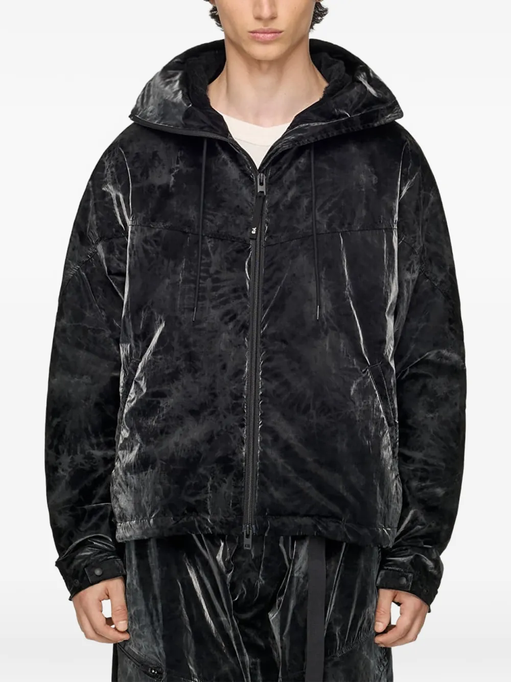 Y-3 Windjack met marmerprint Zwart