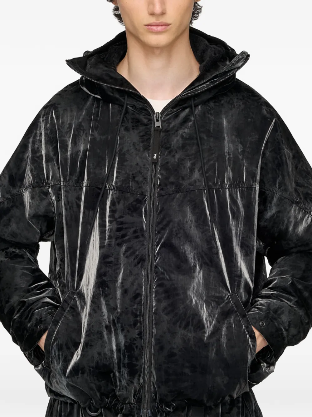 Y-3 Windjack met marmerprint Zwart