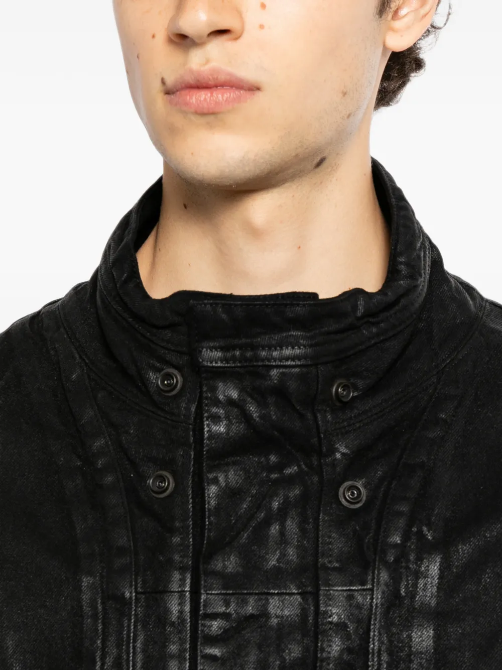 Julius Gecoat jack met hoge hals Zwart