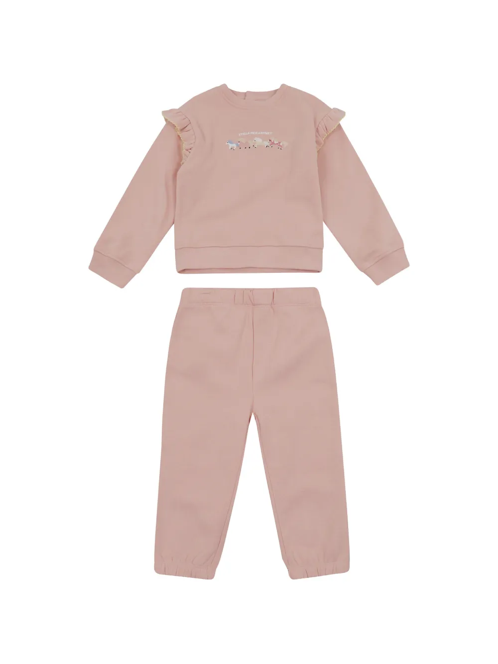 Stella McCartney Kids ruffle-trim horse-embroidered tracksuit set - Rosa