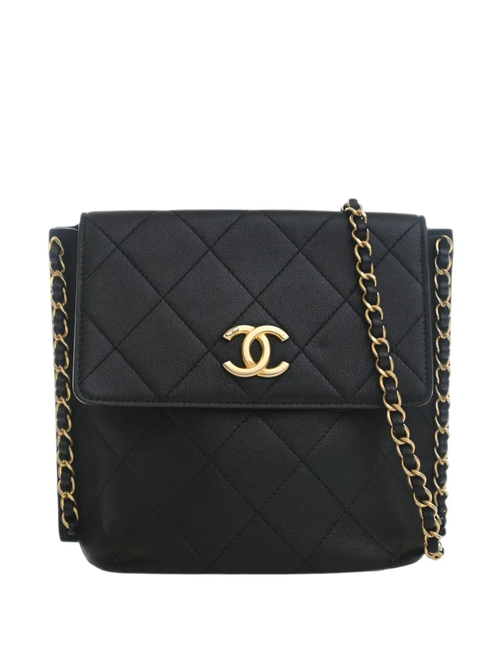 CHANEL Pre-Owned 2021 Small Quilted Calfskin Chain Hobo Flap crossbody bag - Nero