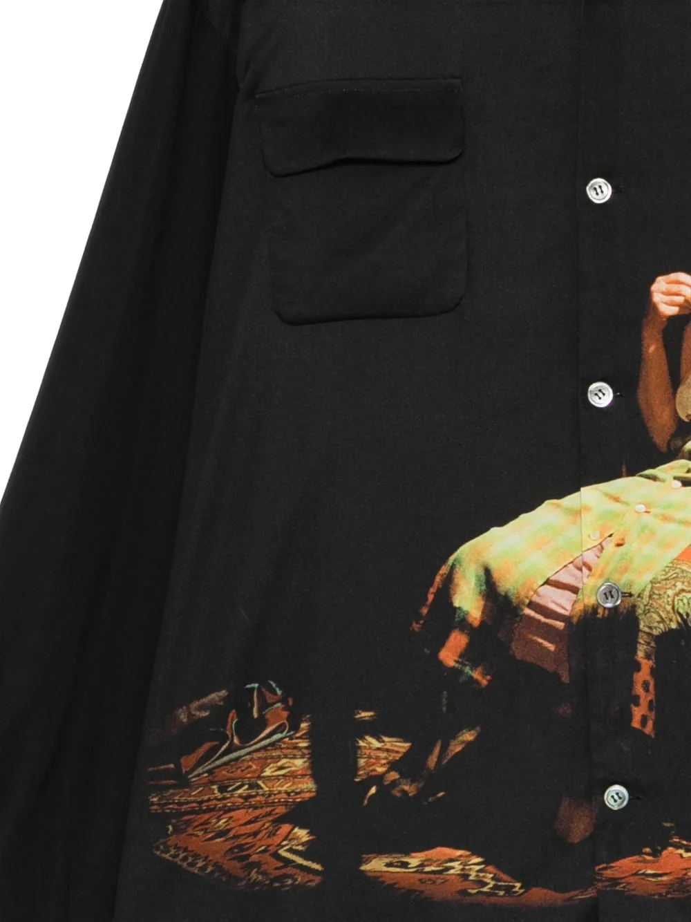 Undercover Overhemd met grafische print en klepzak Zwart