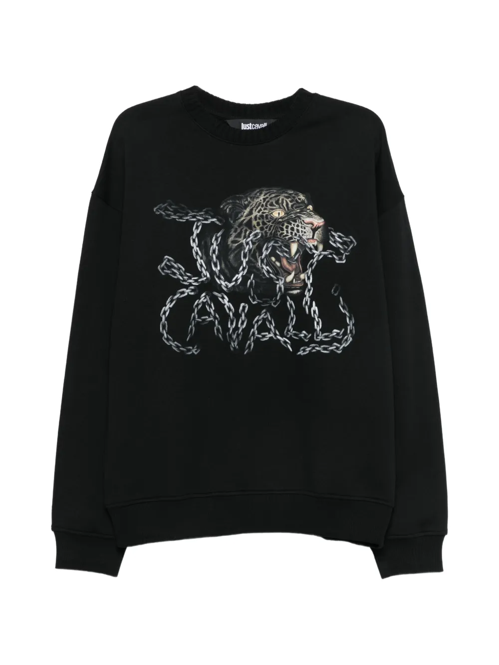 Just Cavalli leopard-print logo-print sweater Zwart