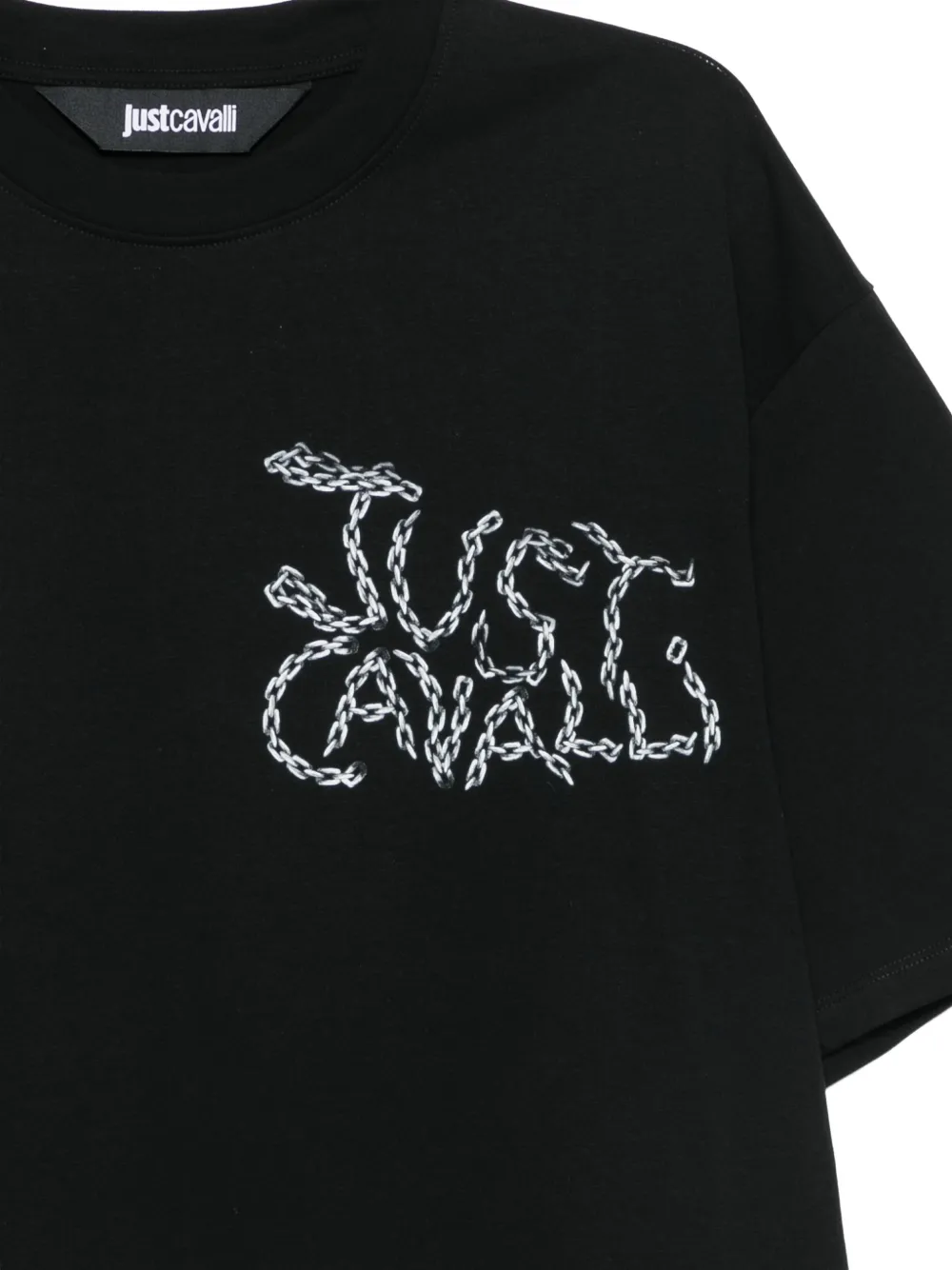 Just Cavalli T-shirt met luipaard- en ketting-print Zwart