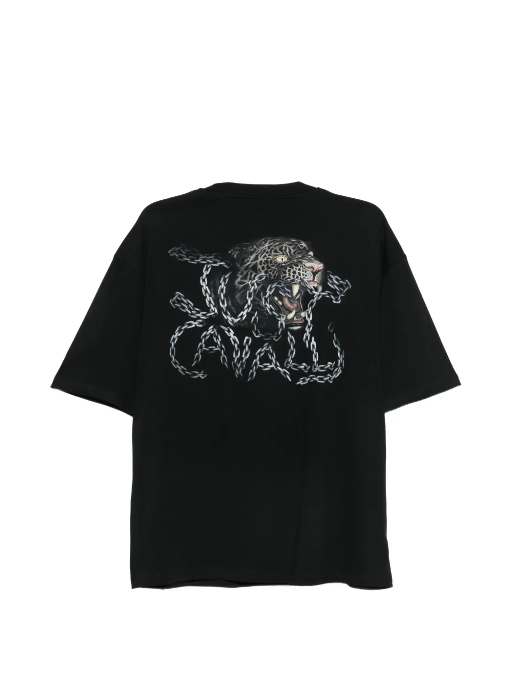 Just Cavalli T-shirt met luipaard- en ketting-print Zwart