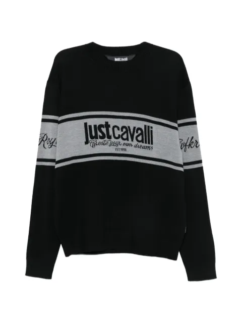 Just Cavalli logo-intarsia striped sweater