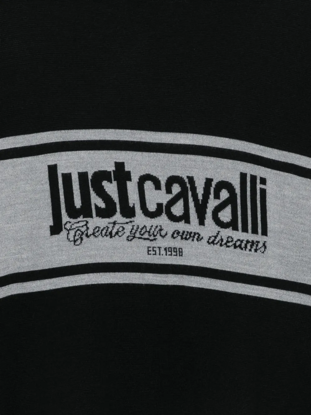 Just Cavalli Gestreepte trui met logo-intarsia Zwart