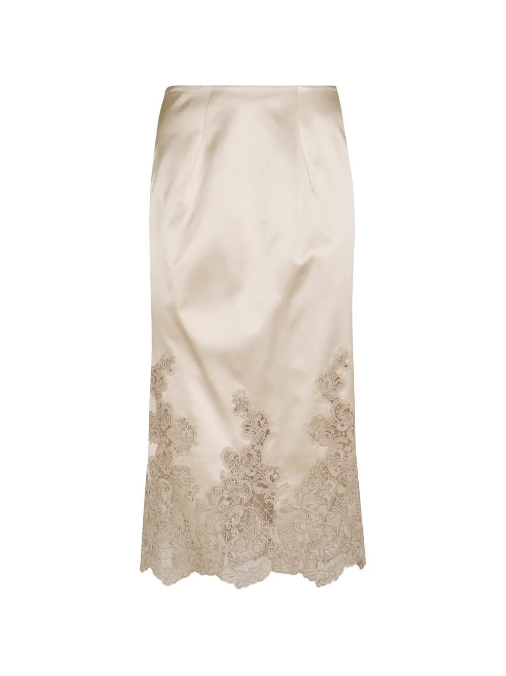 Ermanno Scervino lace-trim silk midi skirt - Toni neutri