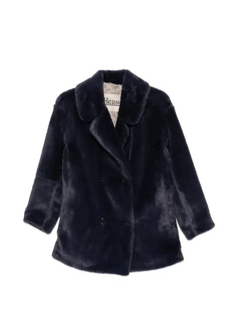 Herno double-breasted faux-fur coat