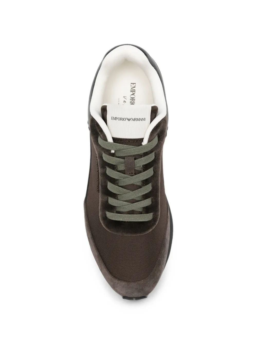 Emporio Armani suede-panelled sneakers Bruin