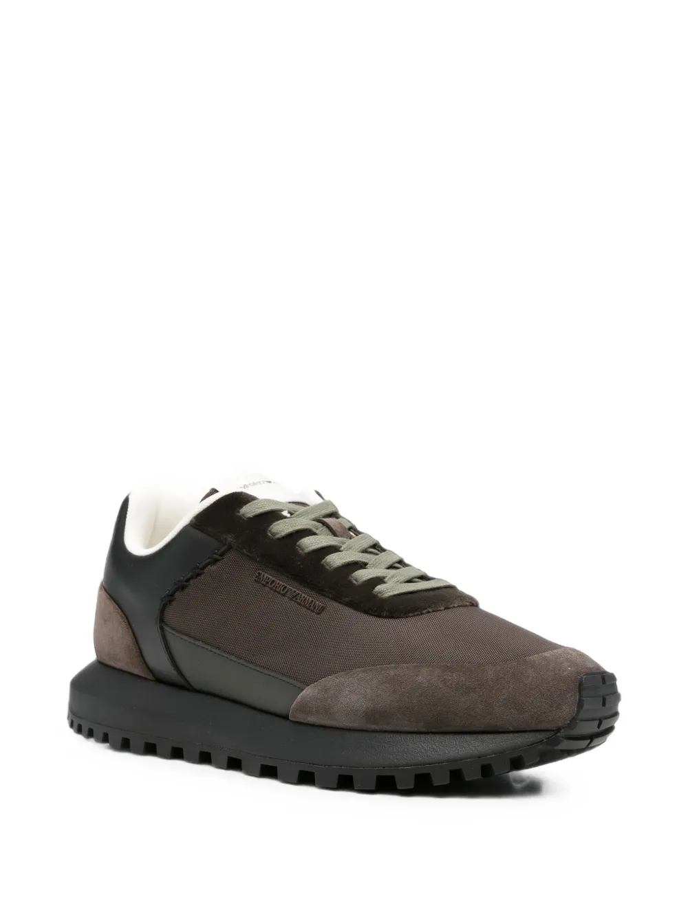 Emporio Armani suede-panelled sneakers Bruin