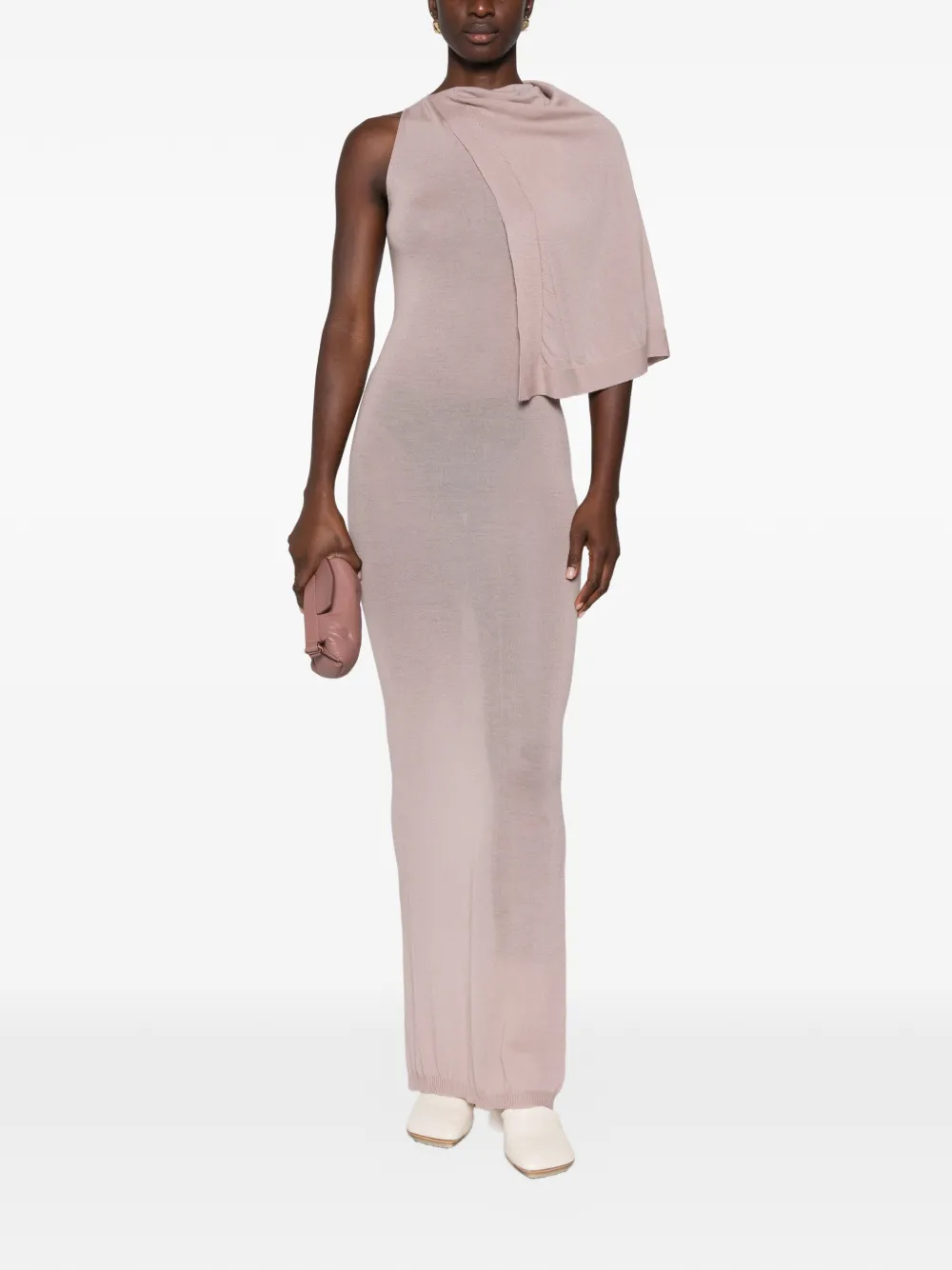 Rick Owens Scarf asymmetric draped-detail maxi dress Beige