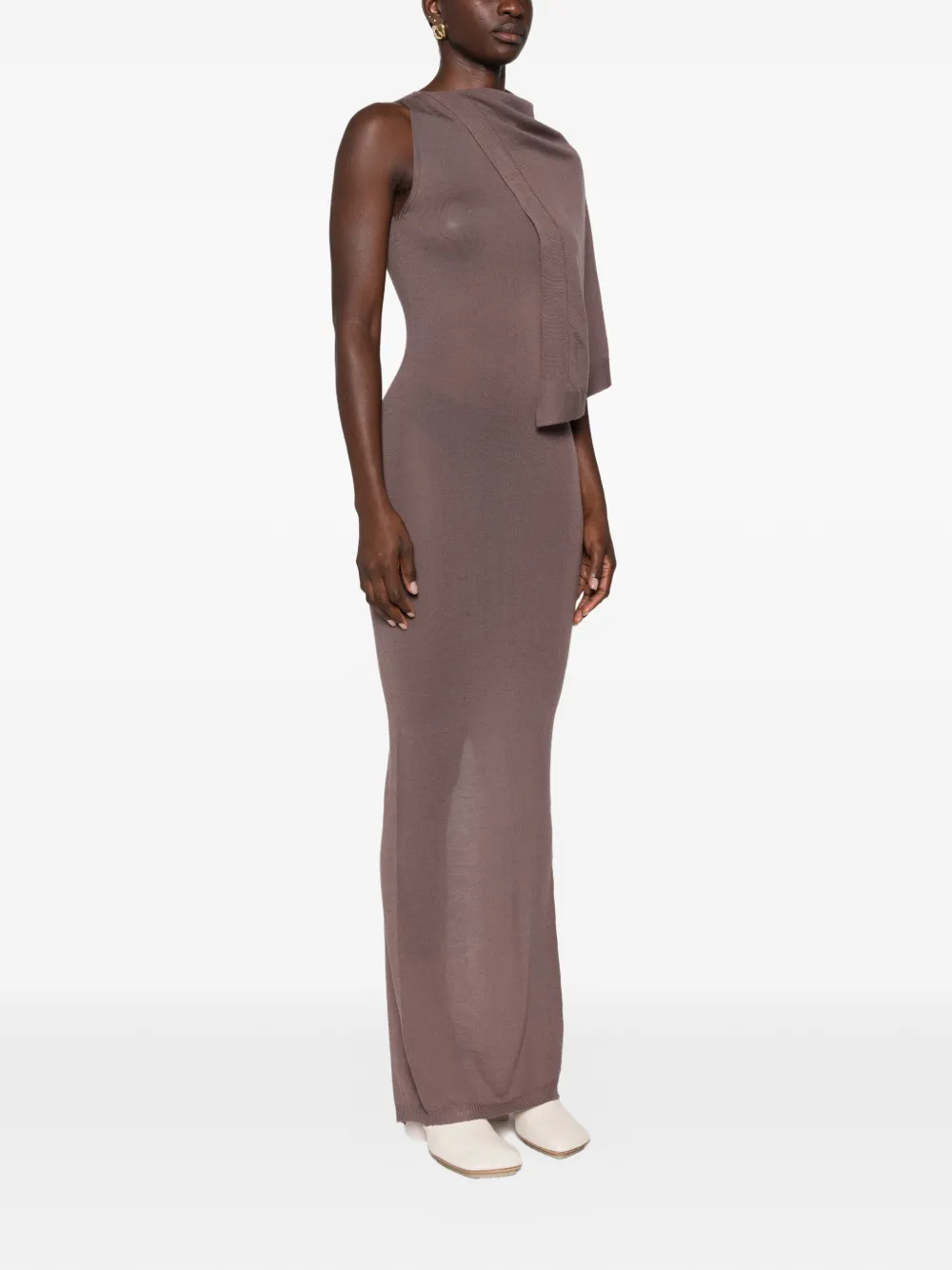 Rick Owens Scarf asymmetrische gedrapeerde maxi-jurk Paars