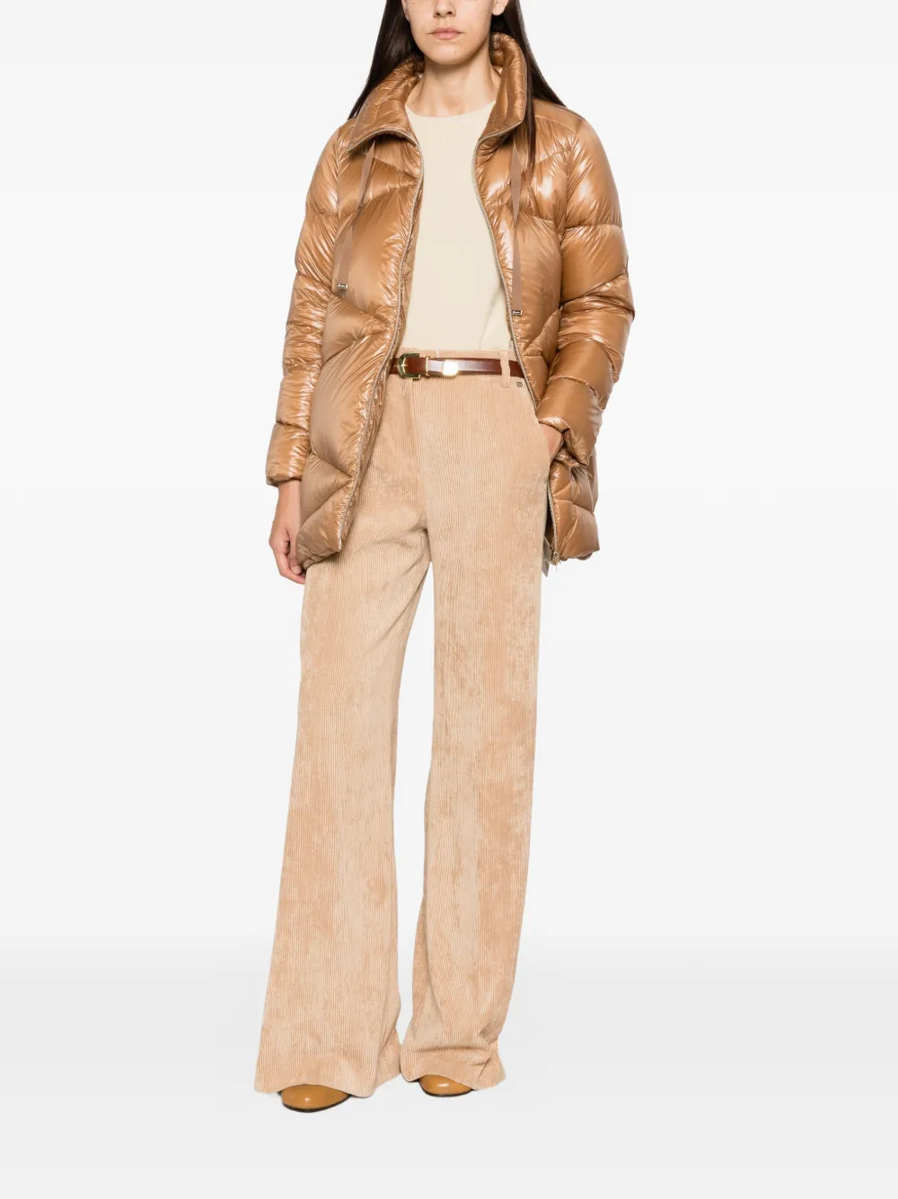 Herno Gewatteerde jas met hoge hals Beige