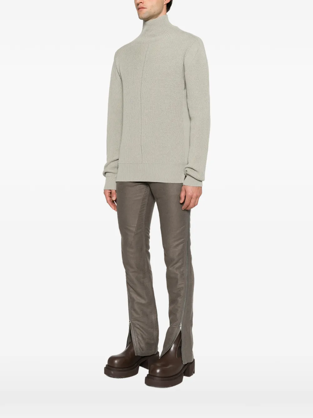 Rick Owens ribbed high-neck sweater Beige