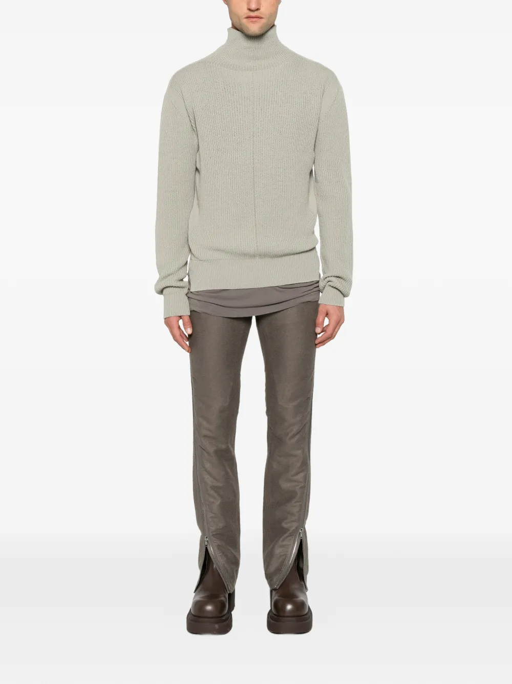 Rick Owens ribbed high-neck sweater Beige