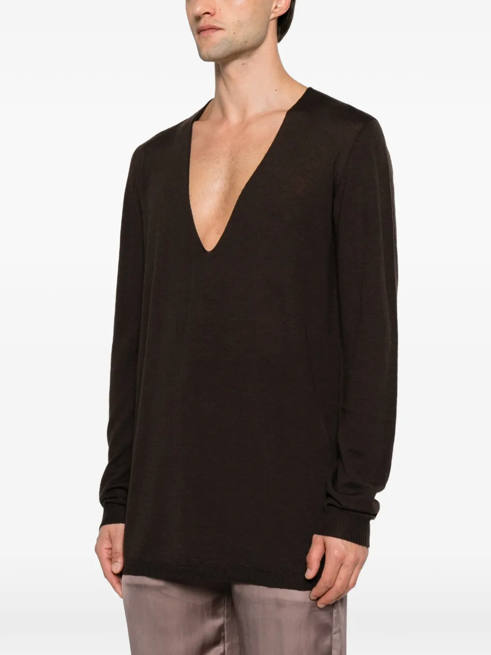 Rick Owens V-neck sweater Bruin