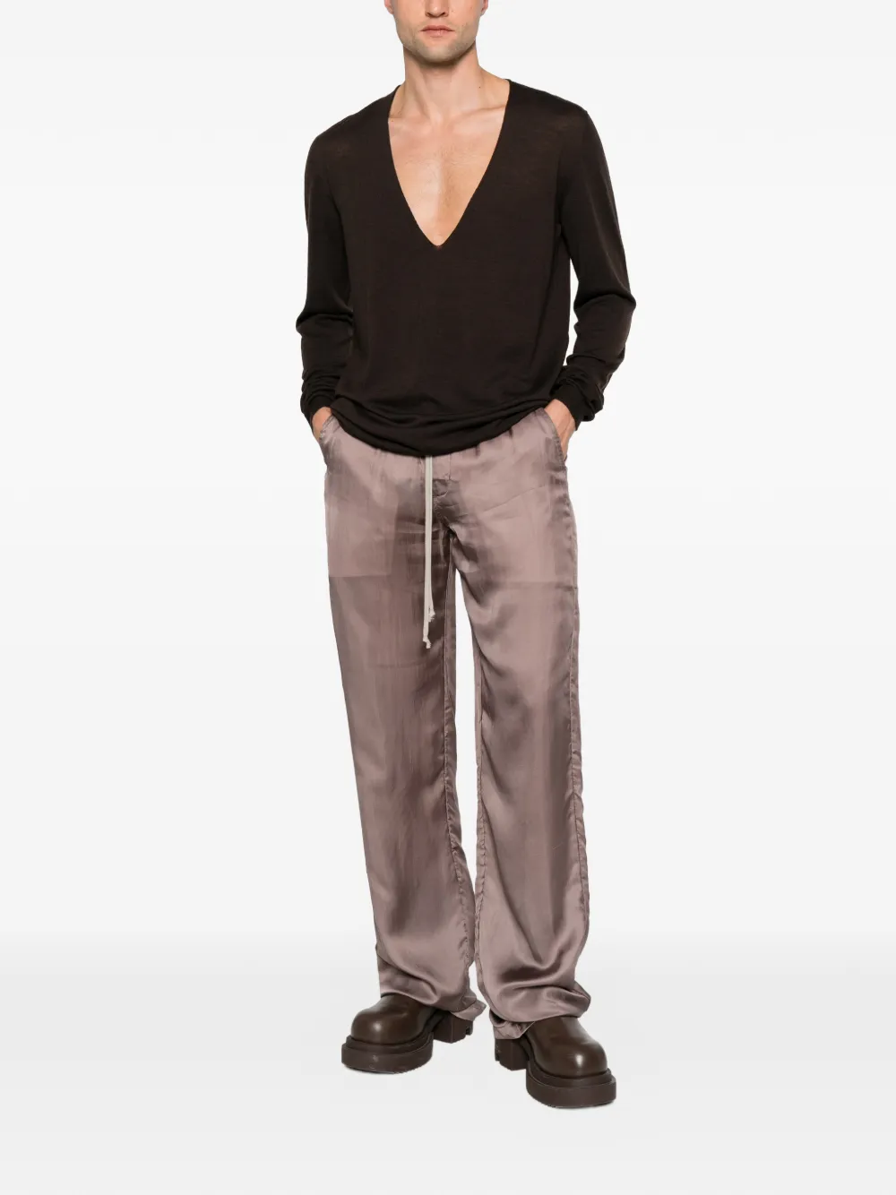 Rick Owens V-neck sweater Bruin