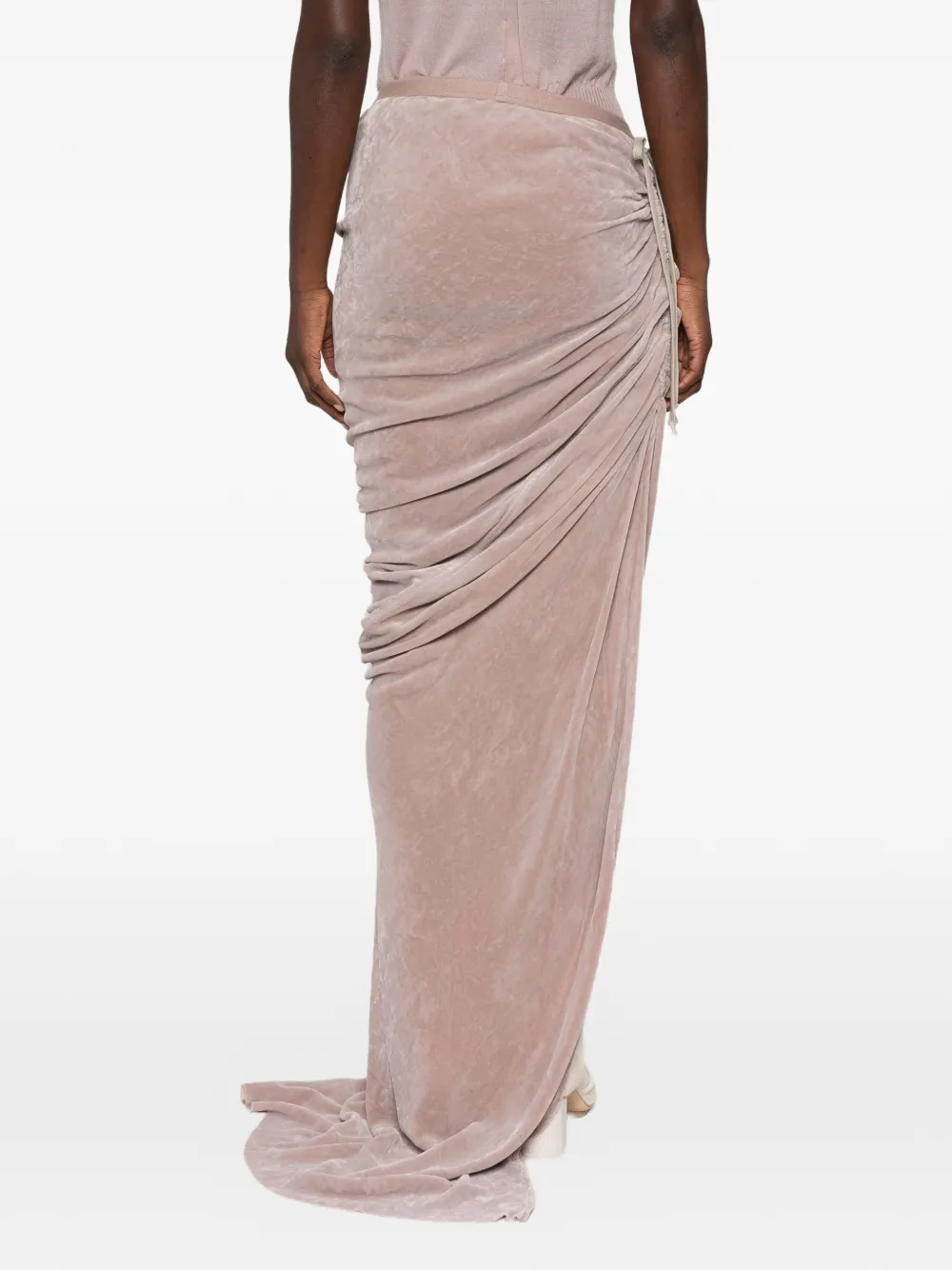 Rick Owens Edfu maxi-rok met ruches en trekkoord Roze
