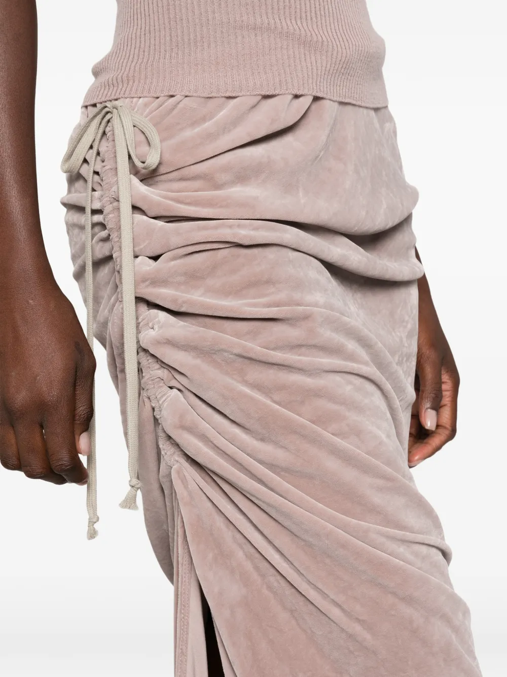 Rick Owens Edfu maxi-rok met ruches en trekkoord Roze