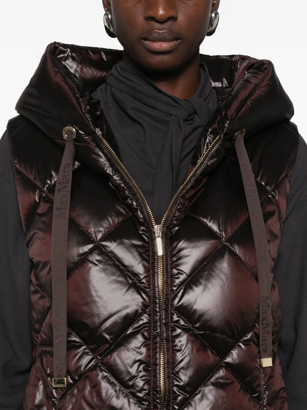 Max Mara Tropico quilted hooded gilet Bruin