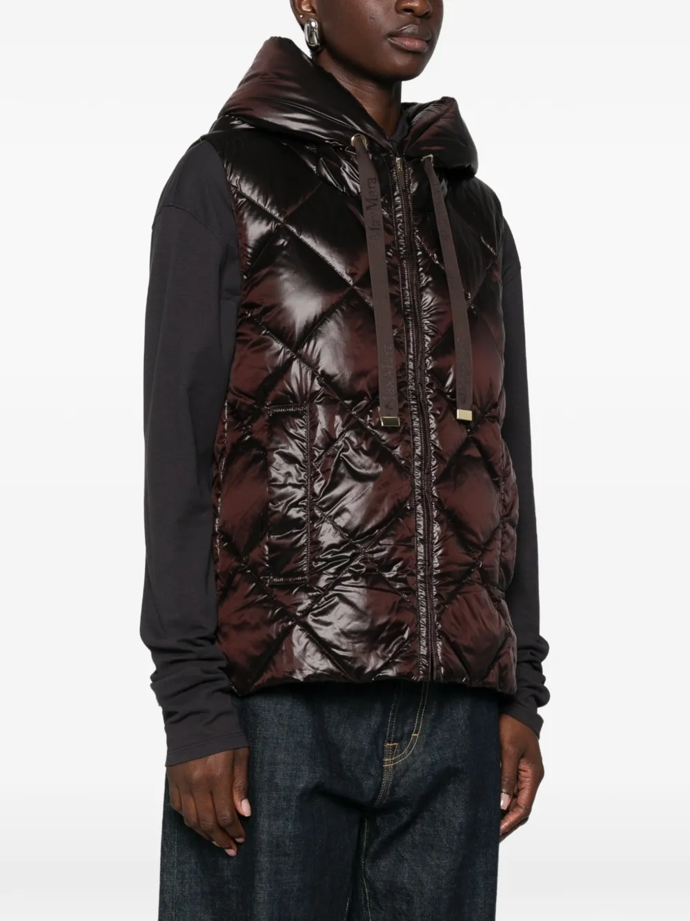 Max Mara Tropico quilted hooded gilet Bruin