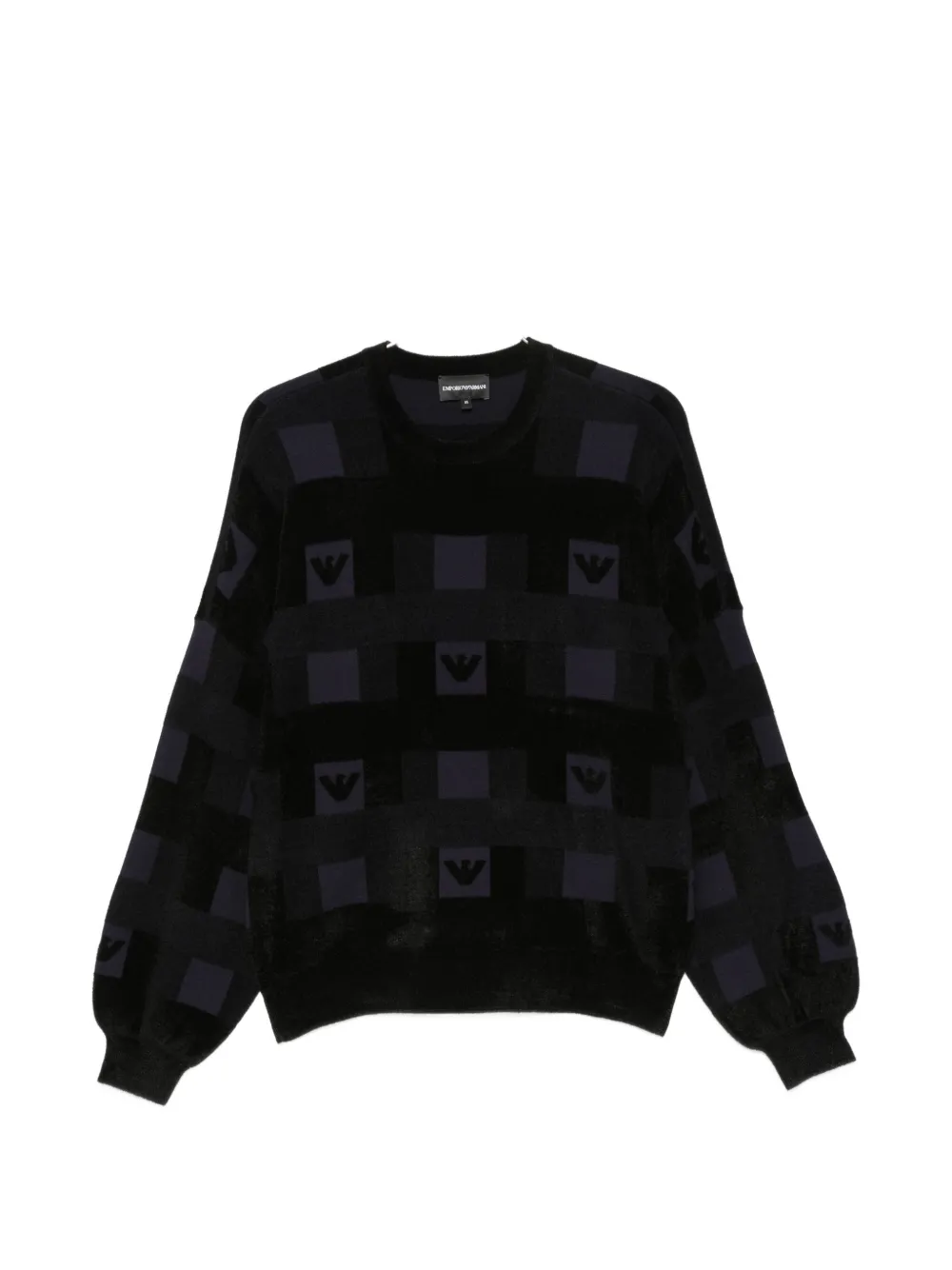 Emporio Armani logo-patterned chenille sweater - Nero