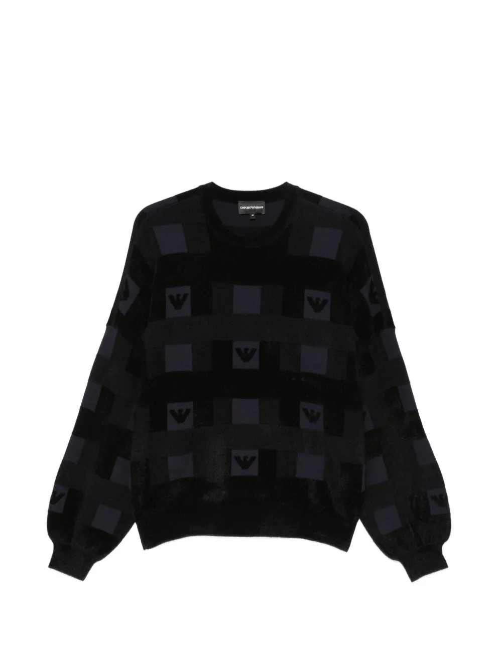 Emporio Armani logo-patterned chenille sweater - Nero