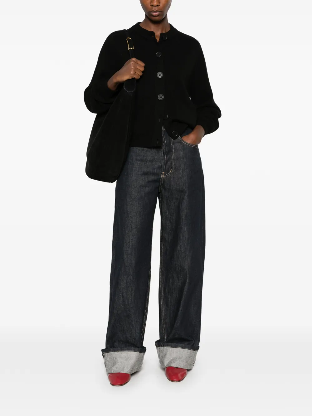 anne claire Button-up vest Zwart
