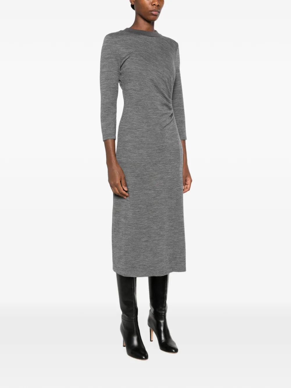 Peserico Gesmockte midi-jurk Grijs