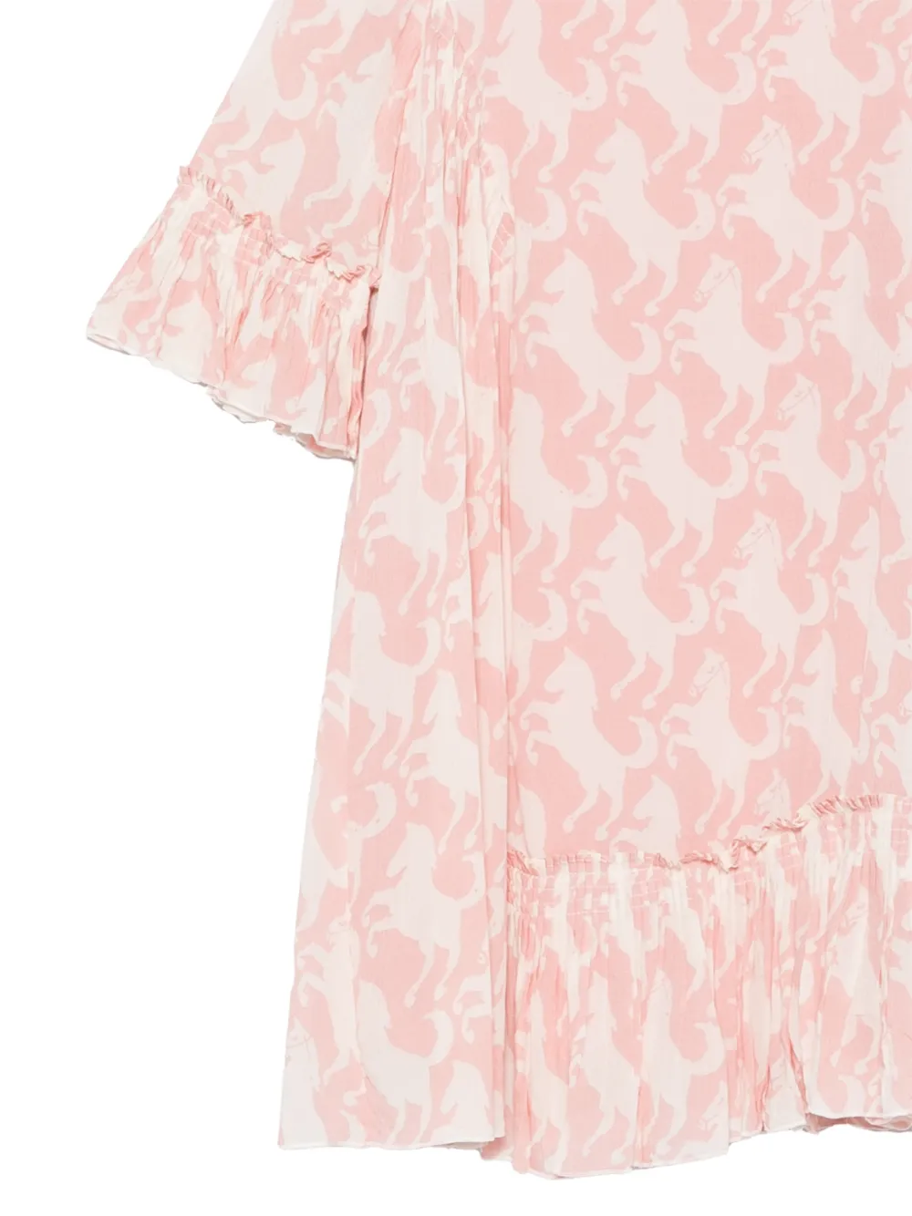 Stella McCartney Kids Jurk met ruches en paardenprint Roze