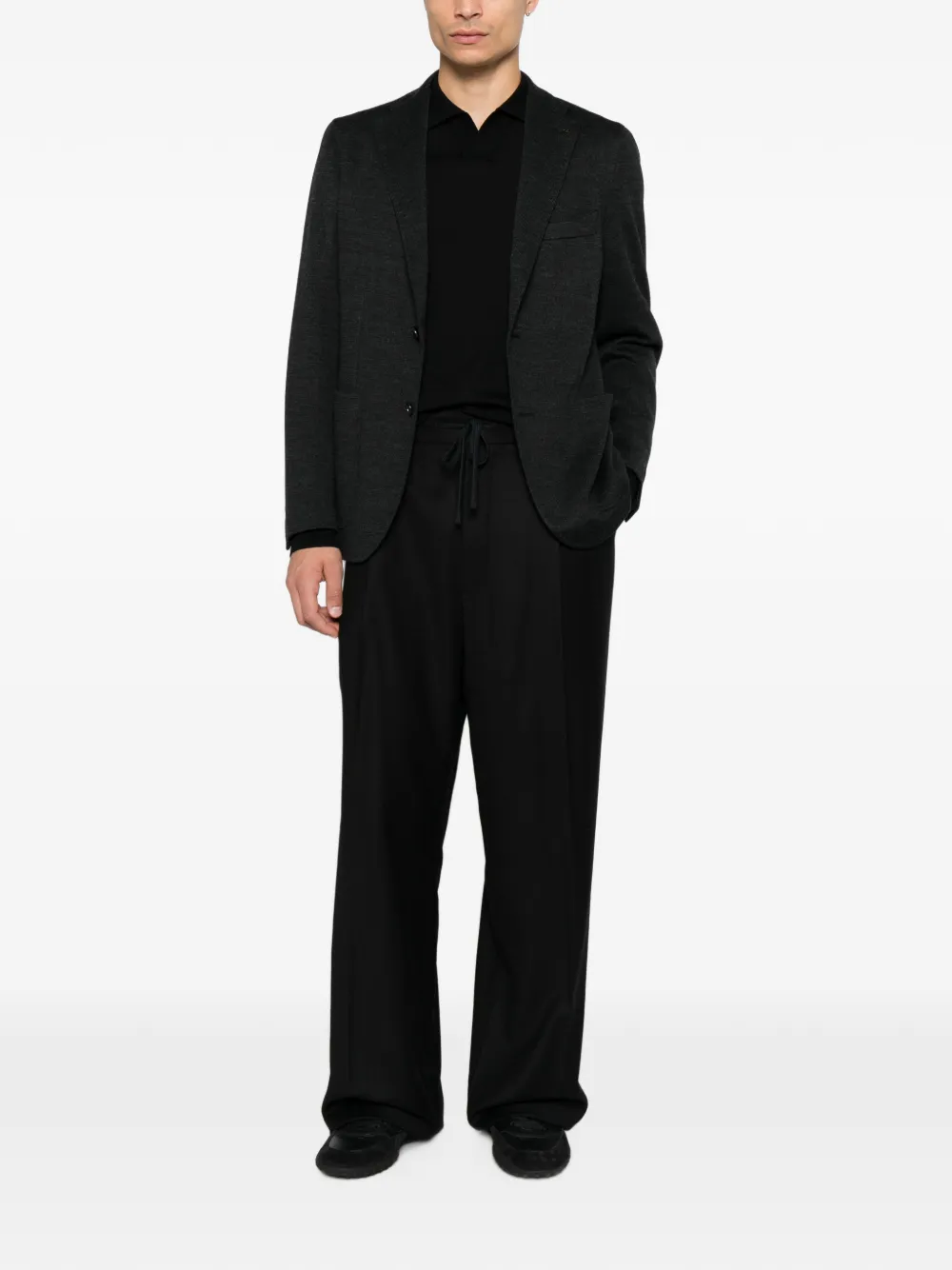 Barena Broek met trekkoordtaille Zwart