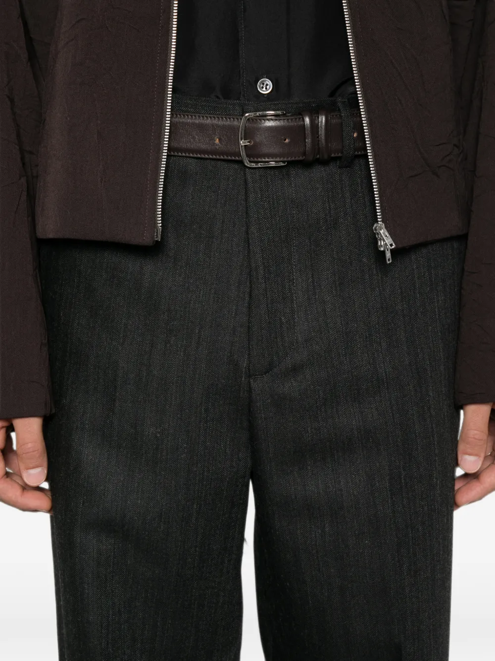 Barena Straight broek met visgraatpatroon Grijs