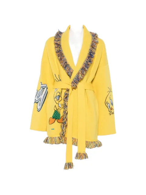 Alanui fringed Tweety-intarsia cardigan