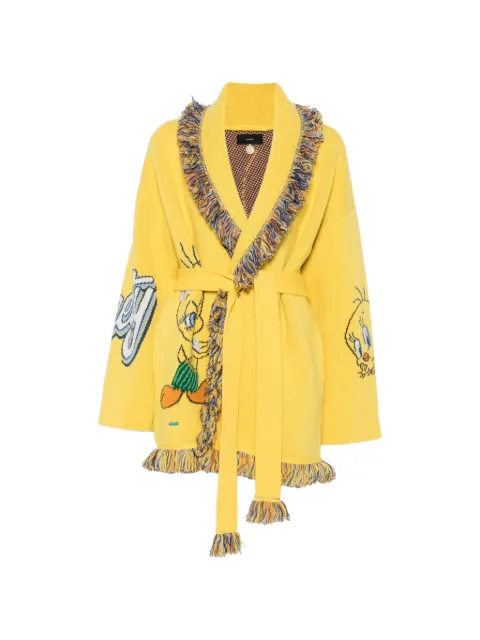 Alanui fringed Tweety-intarsia cardigan