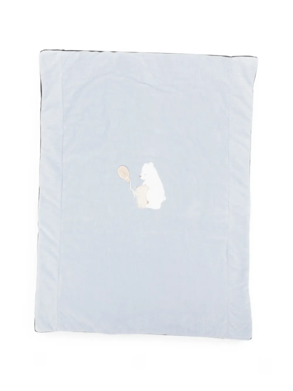 LALALU bear-appliqué ribbed blanket - Blu